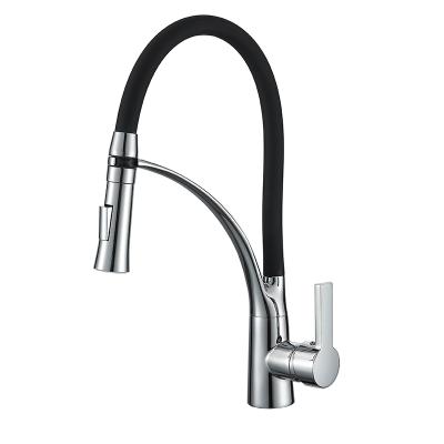 China Pull Out Jet Matte Black Kitchen Sink Faucet Pull Down Torneira Cozinha Single Mixer Tap 360 Rotation Kitchen Faucet Handle Mixer Tap for sale