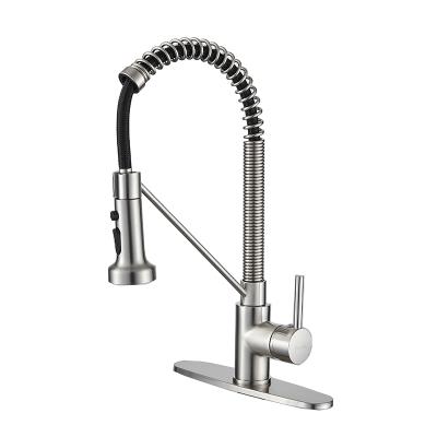 China Hot-selling Single Outlet Copper Wire Sink Faucet High-end Spray Pull Out Spring Pull Out Kitchen Faucet for sale