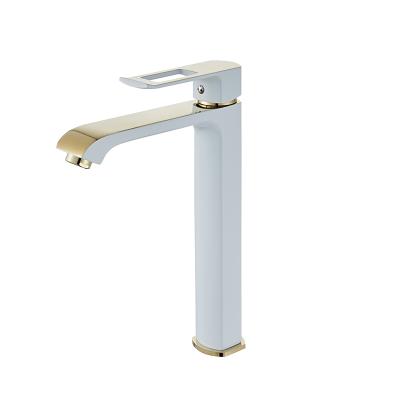 China Good Quality Metered Face Basin Faucet New Arrivals Taps Contemporary White Gold Bathroom for sale