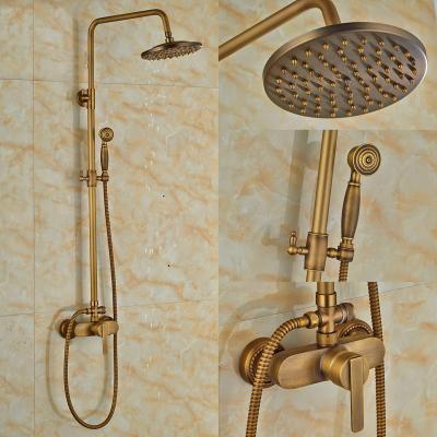 China Latest Sliding Bar Wall Mount Bath Shower Faucet With Antique Brass 8