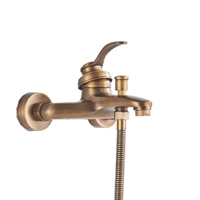 China Without Wall Mount Antique Brass Mount Hand Shower Set ABS Faucet Mixer Tap Bathroom Shower Sliding Bar Bathroom Shower Control Valve Faucets for sale