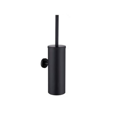 China Modern Black Brushed Stainless Steel Toilet Brush Holder Bathroom Tool Wall Mounted Bathroom Cleaning Accessory for sale