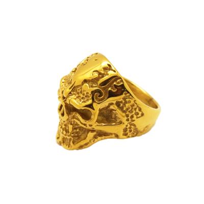 China Fashion Accessories Men's Jewelry Hiphop Style Stainless Steel Wholesale Nickel Free Gold Plated Skull Ring for sale