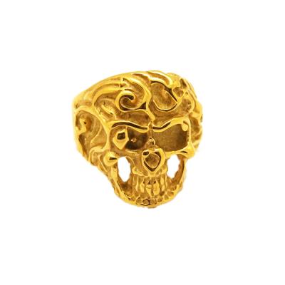 China Wholesale 316L stainless steel nickel free new men's gold skull jewelry hiphop ring custom cool main punk biker for sale