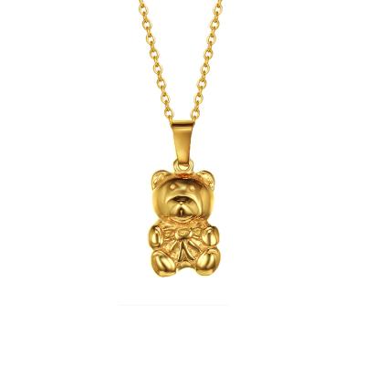 China Lovely Teddy Bear 18k Gold Plated Nickel Free Gold Plated Animal Charm Pendant Necklace For Women Girl Gift for sale