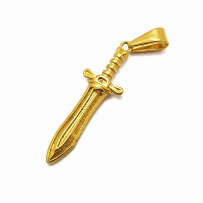 China Simple Dagger 18k Gold Stainless Steel Olivia Men's Necklace Pendant Punk Dagger Pendant Classic Army Nickel Free for sale