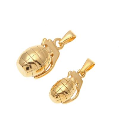 China 18k Gold Plating Stainless Steel Hand Grenades HipHop Mens Jewelry Bomb Pendant Nickel Free Fast Shipping for sale