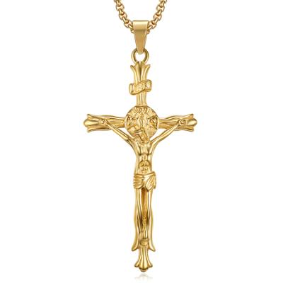 China Nickel Free Men Women Charm Jewelry Jesus Cross Pendant Gold Stainless Steel Necklace Fashion Pendant for sale