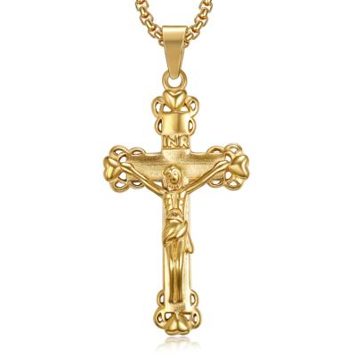 China Fashion Nickel Free Gold Jesus Pendant Christian Crucifix Jewelry Women Cross Stainless Steel for sale