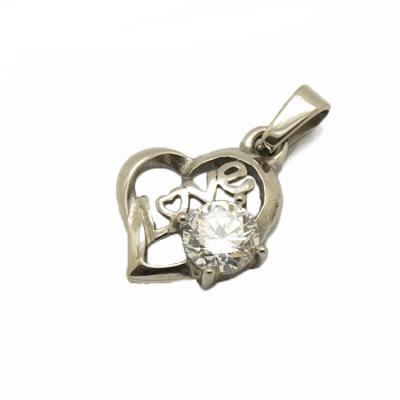 China Fashion Style Stainless Steel Charm Nickel Free Silver Stone Love Heart Sterling Silver Pendant For Gift for sale