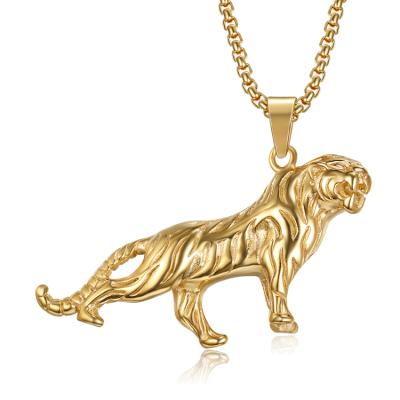 China Latest Design Nickel Free Animal Tiger Gold Stainless Steel Lion Pendant Head Jewelry Pendant For Man's Gift for sale