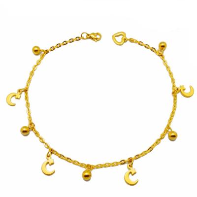 China New Design Fashion Indian 18k Gold Indian 18k Gold Dancing Bell Heart Charm Anklet Feet Chain Nickel Free Imitation Jewelry for sale