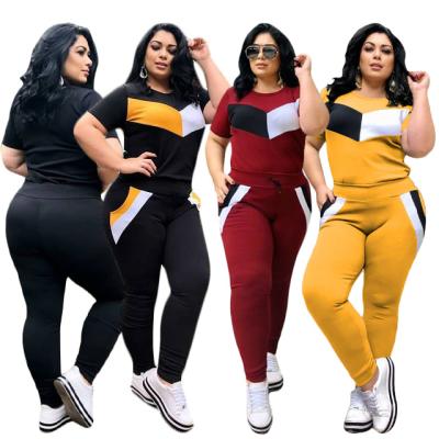 China Breathable Popular Style Plus Size Women Clothing Fall Set Woman Sweat Suit Two Piece Sets Short Sleeve Casual Outfits for sale