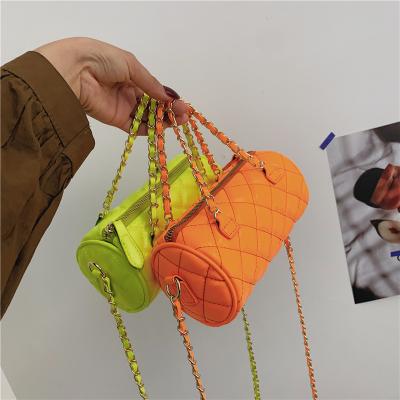 China 2021 Summer JOYIE Fashion Handbags Small Neon Bag PU Handbag Leather Quilted Designer Mini Bags For Women for sale