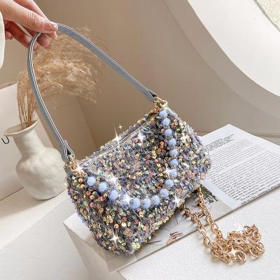 China Handbags For Women 2021 Summer New Luxury Style Shining Sequin Bags Fashionable Chain Shoulder Handbags For Women Glitter Cross - Body Bag for sale