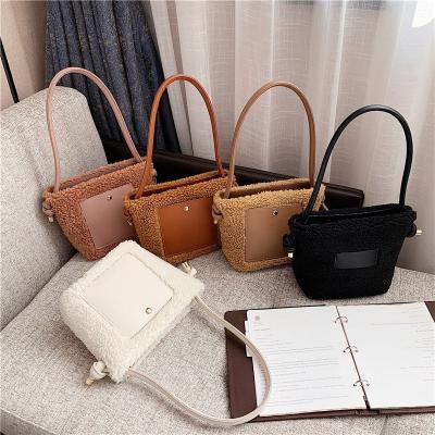 China Seasonal Plush Leather Tote Handbags Ladies Shoulder Bags Fuzzy Fur Bag Elegant Female Arrivals PU Handbag JOYIE New Small For Women for sale