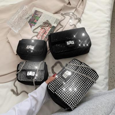 China Trendy Messenger Bags 2021 Summer Bling Rhinestone Mommy And Me Handbags Chain Cross Purses Bag - Body Messenger Bags For Girls for sale