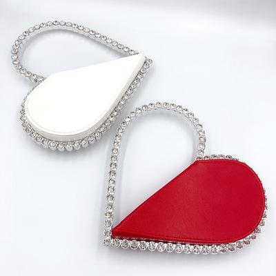 China Trendy Messenger Bags JOYIE Luxury Women Handbags Ladies Party Jewelry Clutch Purse Bling Rhinestone Valentines Heart Evening Clutch Bags for sale