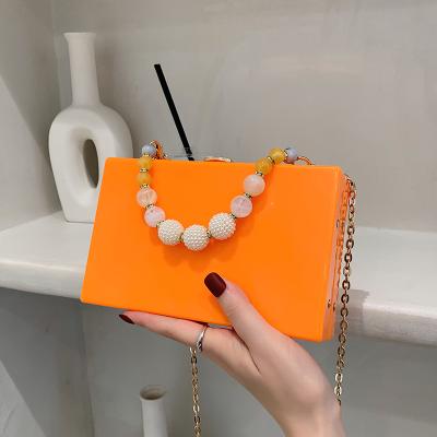 China Fashionable Messenger Bags Box Luxury Handbags For Women Candy Color Acrylic Bag Beading Strap Chain Purse Ladies Grab Evening Clutch Bags for sale