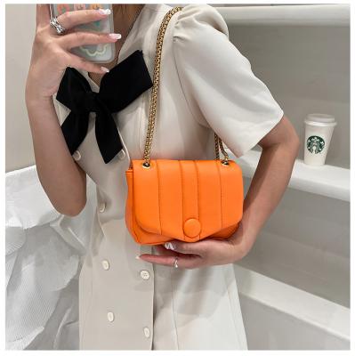 China Wholesale Cheap Bright Color PU Leather Handbag PU Striping Handbags Ladies Shoulder Strap Bag Frame Stitched Clips Small Messenger Bags For Women for sale