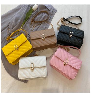 China Wholesale Cheap Sling Square Fashionable Messenger Bags Small Bags For Women Stitched Leather Handbags Solid Color Fashionable Messenger Bag for sale