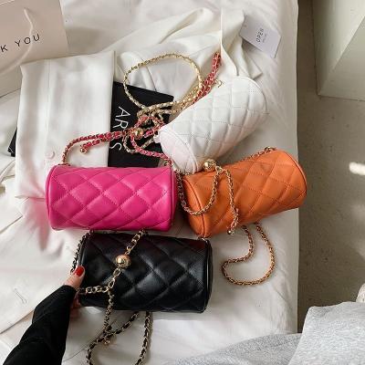 China Fashion Handbags Summer Joyie Style Korean Fashion Stitched Purses 2021 Small Cylinder Bag Smart Color Ladies Shoulder Cross - Body Bags Handbags For Women for sale