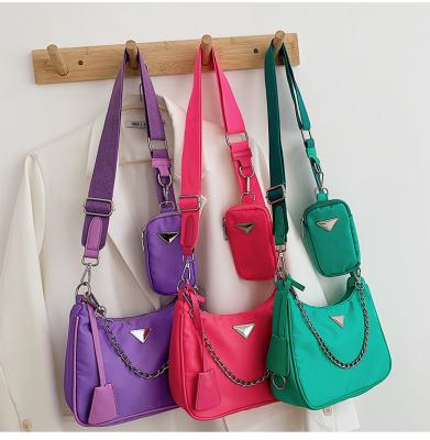 China Trendy Messenger Bags 2021 Trending Triangle Label Purses And Handbags Designer Nylon Bag Crossbody Bags For Women for sale