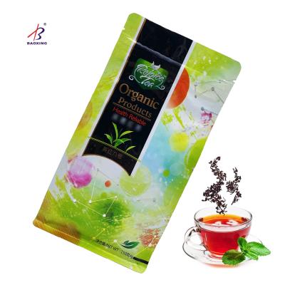 China Moisture Proof Zipper Plastic Tea Coffee Bag Food Packaging Flat Bottom Pouch Zipper Lock Top Bag for sale