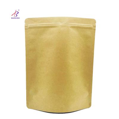 China Moisture Proof Waterproof Zipper Sealed Resealable Zip Lock Food Grade Stand Up Pouch Brown Kraft Paper Bag for sale