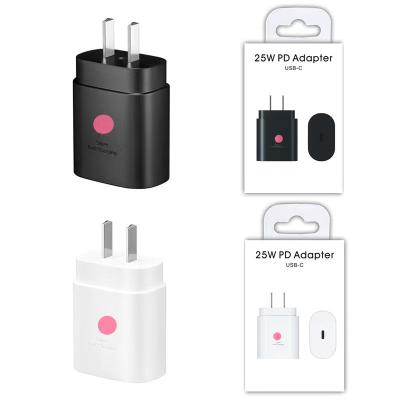 China Mobile Phone US EU UK standard Travel Adapters 25W Super Fast Charger For Samsung quick charging Usb Type C Pd Portable Chargers For Samsung for sale