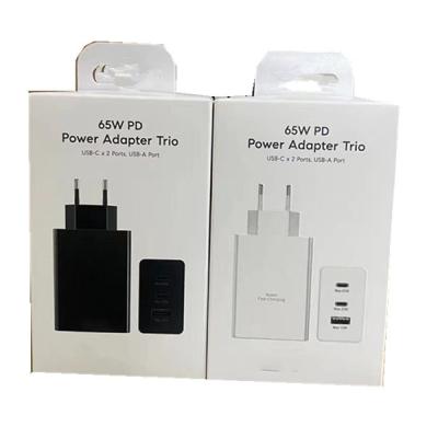 China Multi-function Original Eu Plug 65w GaN Pd Power Adapter Trio Super Fast Charging Travel Adapters For Samsung Type C Usb A Port Pd Fast Charger for sale