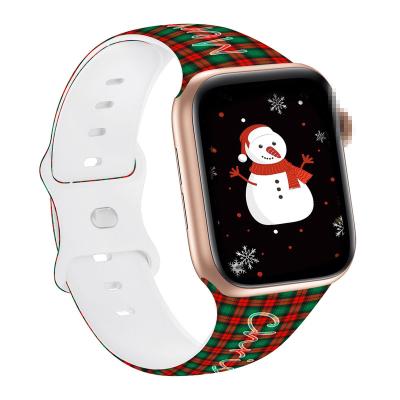 China Adjustable 38mm 42mm 40mm 42mm Christmas new printed silicone strap suitable for apple watch8 7 6 5 4 3 2 1 universal watchbands cartoon Halloween gift for sale