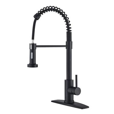 China Thermostatic Faucets Matte Black Kitchen Faucet Pull Out SprayerCommercial Spring Kitchen Sink Faucet With Apron for sale