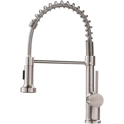 China Faucets China Manufacture Product Thermostatic Faucet With Pulling Down Sprayer High Arc Single Handle Spring Kitchen Faucet for sale