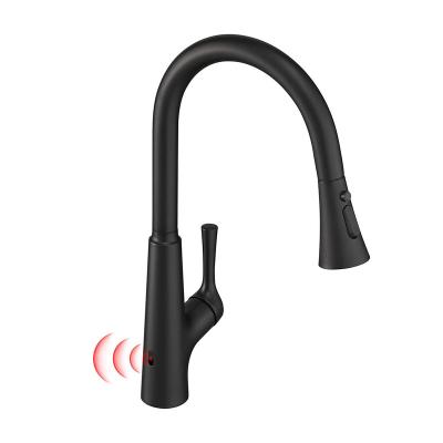 China High Quality Black Sense Faucets Commercial Pull Down Sprayer Touch Sensor Mixer Tap Kitchen Faucet For Sink for sale