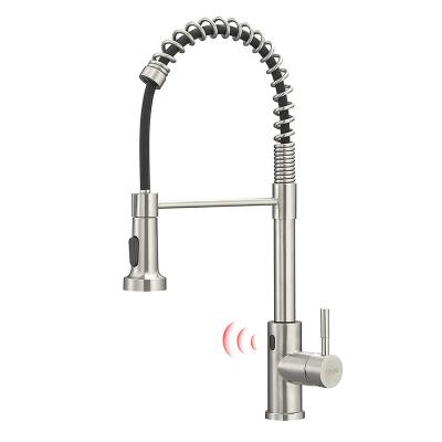 China Sense Faucets China Factory Wholesale Price Pull Out Automatic Smart Faucet Sensor Brushed Nickel Brush Touch On Kitchen Faucets for sale