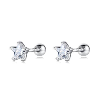 China Real 925 Sterling Silver Star CZ Cute Screw Stud Earrings For Women Kids Baby Mini Minimalist Jewelry DA1871 for sale