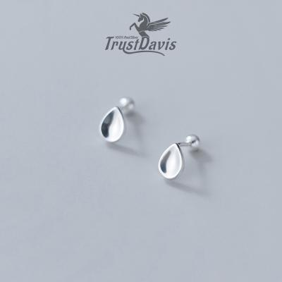 China TrustDavis TRENDY Mini Water Drop Stud Earrings for Women Party Girl Shape 925 Sterling Silver Jewelry Gift DB078 for sale