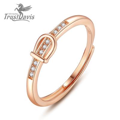 China Real 925 Sterling Silver Ring Belt Buckle Crystal Adjustable Designs Women Fashion TRENDY wedding party jewelry gift L209 from TrustDavis for sale