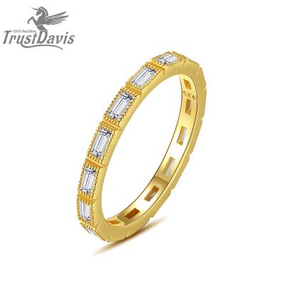 China Real 925 Sterling Silver Rings Square Zircon TRENDY Fashion Rings from TrustDavis Women Light Up Wedding Gift Luxury Engagement Jewelry L293 for sale