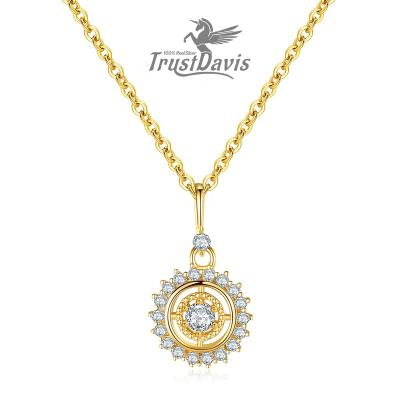 China Vintage Trustdavis 925 Sterling Silver Vintage Sun Flower Dangle Necklace Women Fashion Wedding Party Fine Jewelry L107 for sale