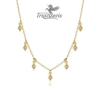 China TrustDavis Exquisite Fashion Jewelry H064 925 Sterling Silver Necklace Diamond Zircon Clavicle Chain FASHIONABLE Pendant Women Necklace for sale