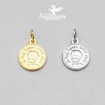 China TRENDY TrustDavis 925 Sterling Silver Pendant Charm Retro Necklace Vintage Round Coins Pendant Gold Plated For Women Fine Jewelry G001 for sale