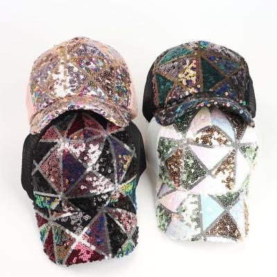 China COMMON Summer Hot Sale Fashion Women's Sequin Baseball Cap Mesh Outdoor Sun Hat Breathable for sale