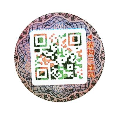 Cina Customized Structural 3D Code Security Anti Counterfeiting Round Label in vendita