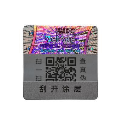 China Reflective OEM 3d anti-counterfeit hologram qr code scratch off label authenticity personalized sticker for sale