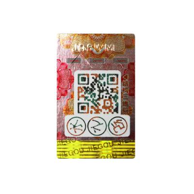 China Anti-counterfeit risk-free label custom adhesive logo anti-counterfeiting more qr safe code security original sticker for sale