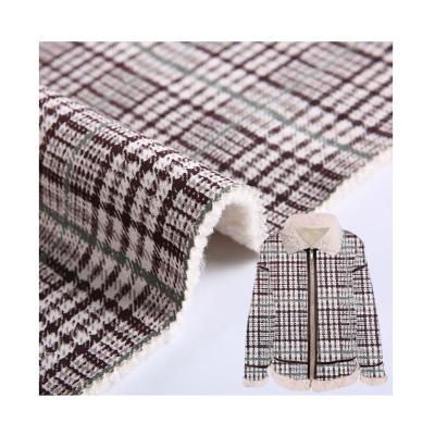 China Wholesale 2022 Hot Sale New Product Quality Anti-Static Knit Gray Brown Plaid Fleece Suede Fabric For Jacket for sale