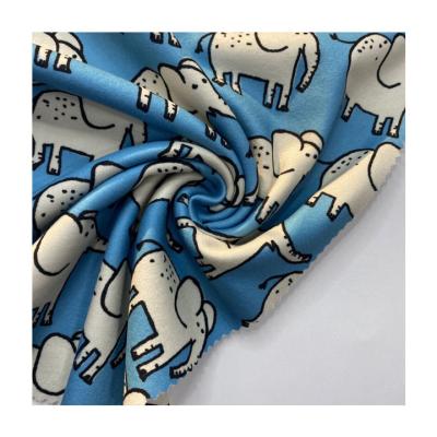 China New Arrival Viable Hot Sale Wholesale Blue Elephant Digital Printing Brushed Dralon Fabric For Garments for sale