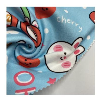 China 2022 new arrival polyester print rabbit printed custom popular soft stretch dralon knitting fabrics anti-static for kids homewear for sale